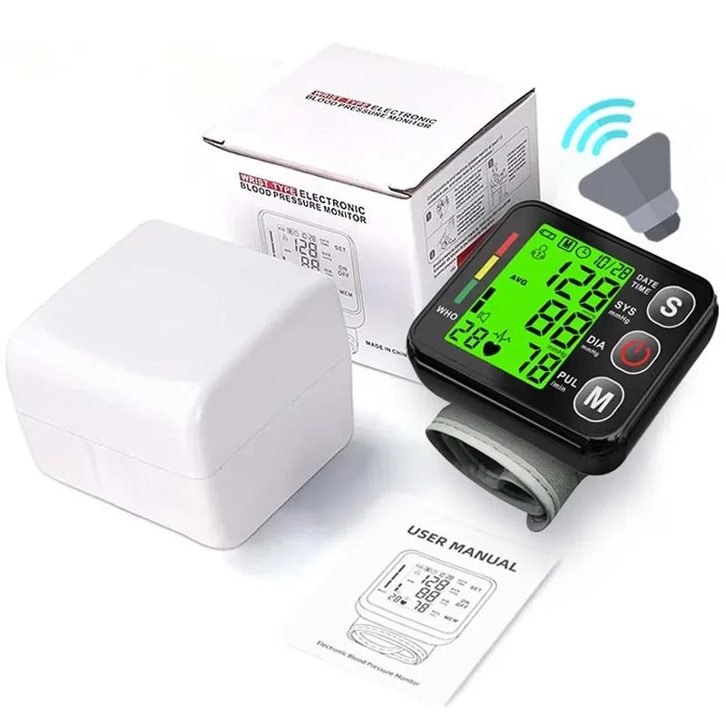 English Voice Wrist Blood Pressure Monitor - Digital Sphygmomanometer