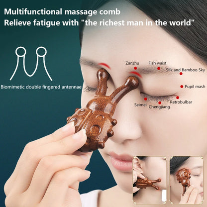 1Pc Body Meridian Massage Comb - Sandalwood Wide Tooth Comb for Acupuncture Therap
