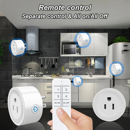 SIXWGH Smart Socket wifi US Plug ,2.4G Remote Control,Home Appliance eWelink App Control Timing,Works with Google Home Alexa