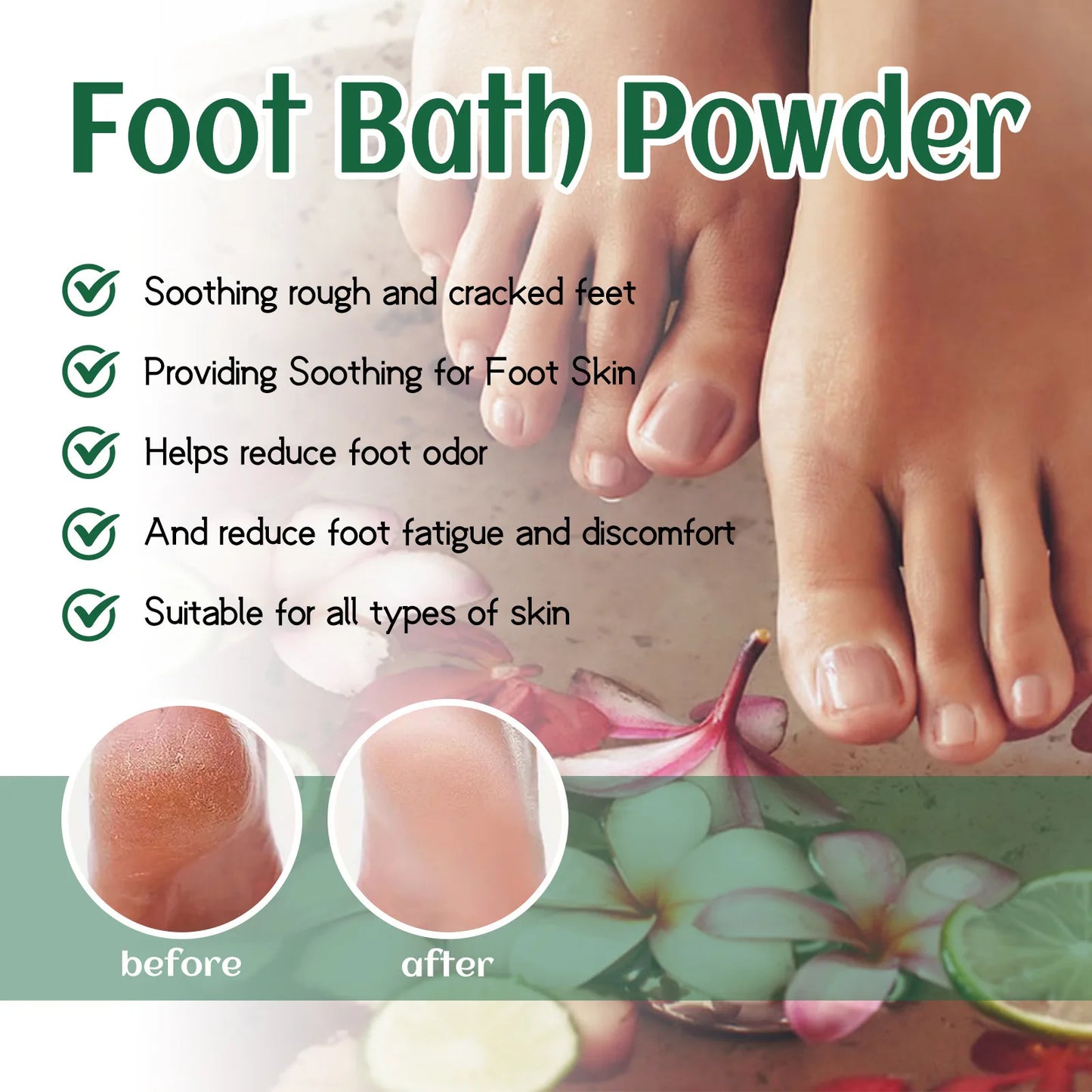 Foot Bath Powder Crystal Foot Moisturizer Relax Leg Muscles Exfoliation Warm Up Pedicure Spa Detox Foot Soak Bath Salt Skin Care