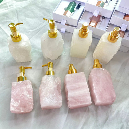 Natural Raw Stone Bath Press Powder Crystal Bottle Light Luxury Jade Shower Gel Bottle Crystal Perfume Press Bottle