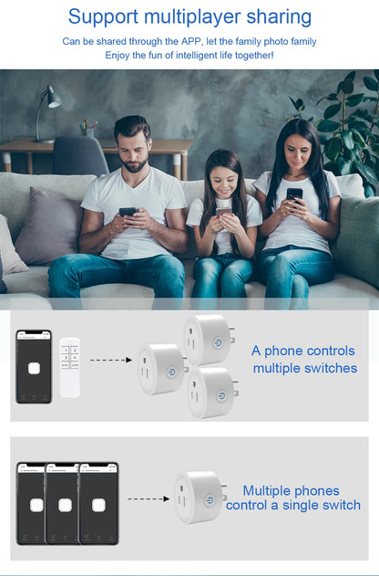 SIXWGH Smart Socket wifi US Plug ,2.4G Remote Control,Home Appliance eWelink App Control Timing,Works with Google Home Alexa