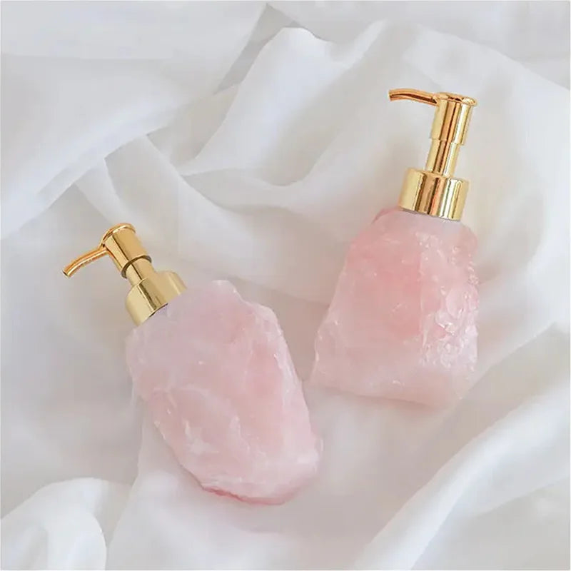 Natural Raw Stone Bath Press Powder Crystal Bottle Light Luxury Jade Shower Gel Bottle Crystal Perfume Press Bottle