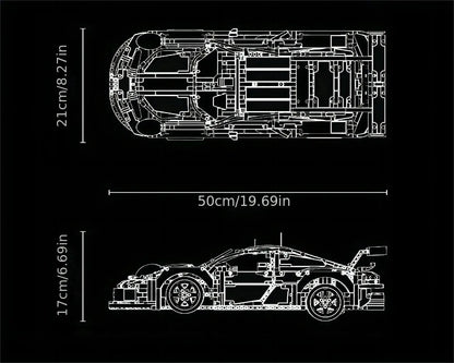 1580+Pcs 1:10 Assembled Building Blocks Compatible 42096 Electric Sports Car Model Remote Control with Lights DIY Birthday Gifts