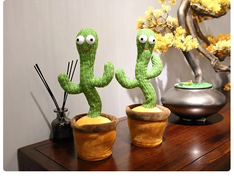 Rechargeable Dancer Cactus Glowing Dancing Electronic Plush Toys Can Sing Record Lighten for Baby Toy Education Funny Gift