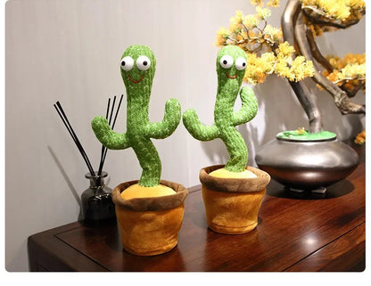 Rechargeable Dancer Cactus Glowing Dancing Electronic Plush Toys Can Sing Record Lighten for Baby Toy Education Funny Gift