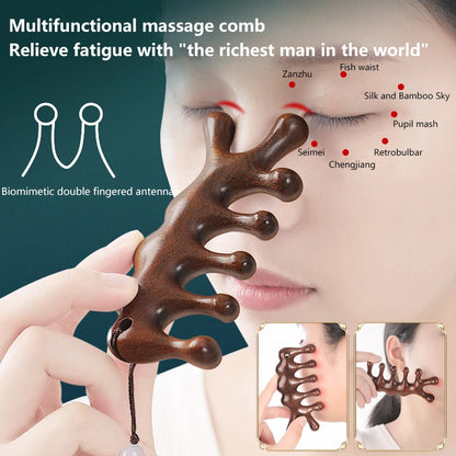 1Pc Body Meridian Massage Comb - Sandalwood Wide Tooth Comb for Acupuncture Therap