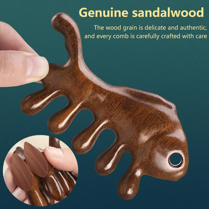 1Pc Body Meridian Massage Comb - Sandalwood Wide Tooth Comb for Acupuncture Therap