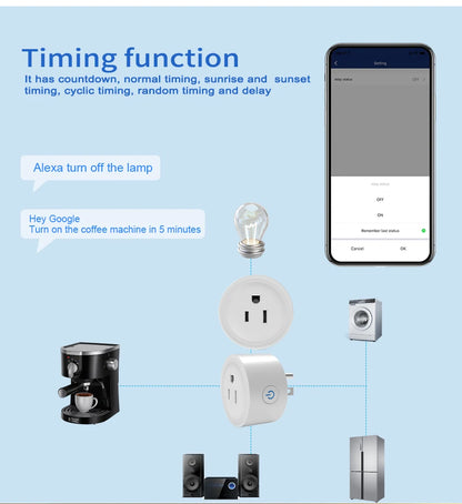 SIXWGH Smart Socket wifi US Plug ,2.4G Remote Control,Home Appliance eWelink App Control Timing,Works with Google Home Alexa