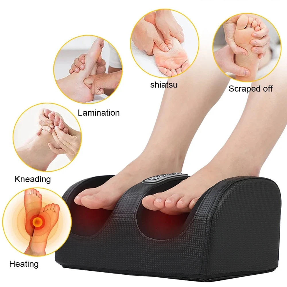 Electric Foot Massager Shiatsu Kneading Deep Tissue Relax Heated Roller   Vibrator Machine