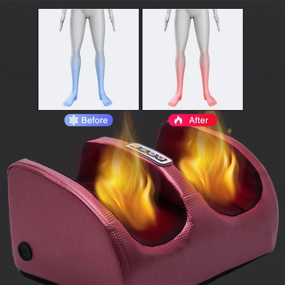 Electric Foot Massager Shiatsu Kneading Deep Tissue Relax Heated Roller   Vibrator Machine