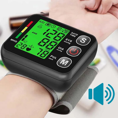 English Voice Wrist Blood Pressure Monitor - Digital Sphygmomanometer