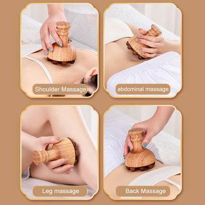 Mushroom Wooden Body Massage Tool Acupuncture Thai Meridians Lymphatic Care Scrap Body Massager Health Therapy for Leg, Back Arm