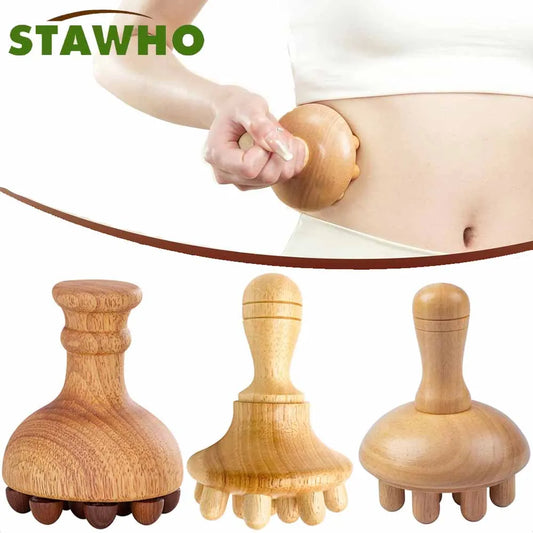 Mushroom Wooden Body Massage Tool Acupuncture Thai Meridians Lymphatic Care Scrap Body Massager Health Therapy for Leg, Back Arm