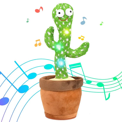 Rechargeable Dancer Cactus Glowing Dancing Electronic Plush Toys Can Sing Record Lighten for Baby Toy Education Funny Gift