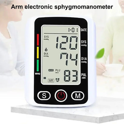 Portable Tonometer Digital LCD arm tensiometers Blood Pressure Monitor Heart rate Meter Large Cuff Sphygmomanometer Health Care